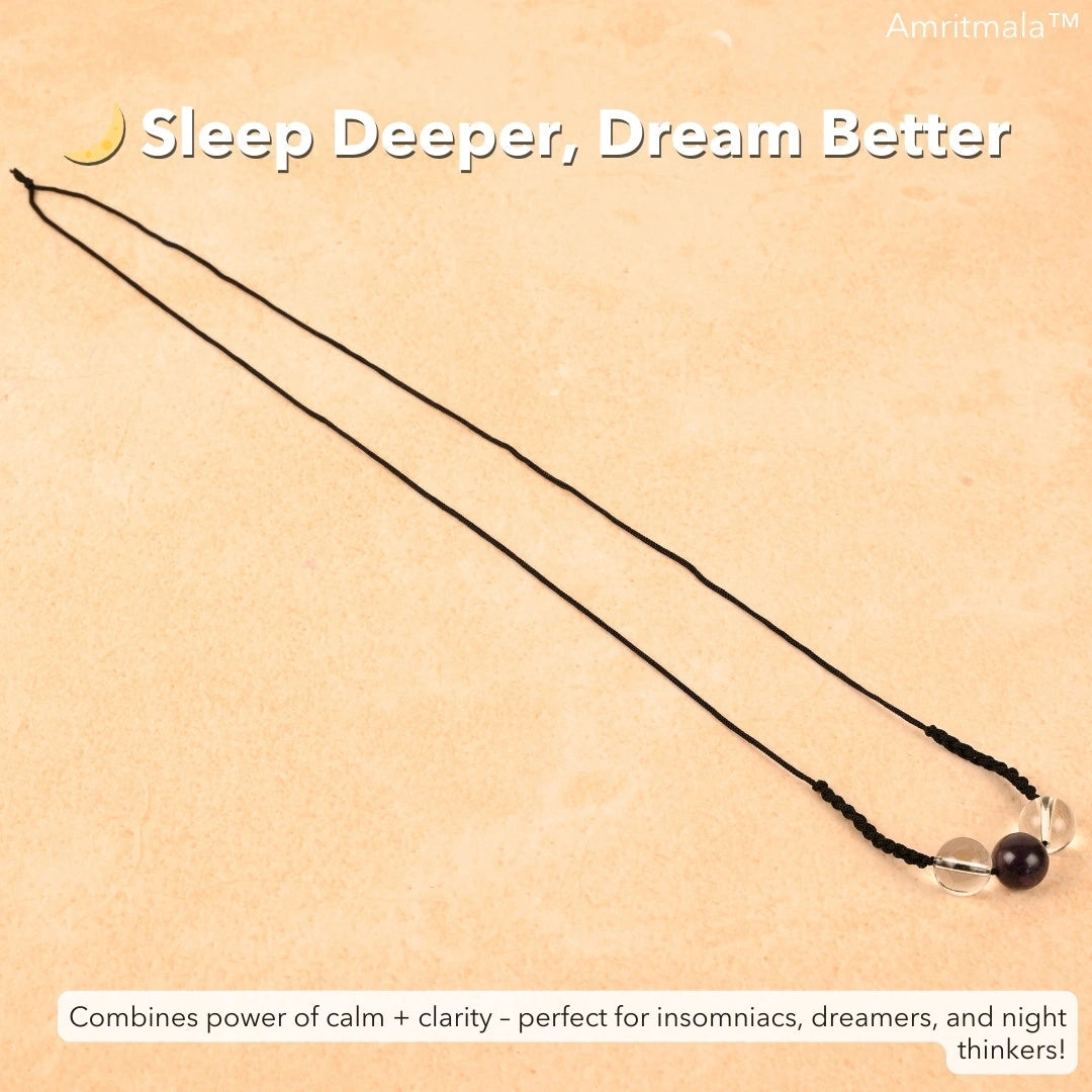Amritmala for Sleep Issues (Genuine Amethyst with Clear Quatz)