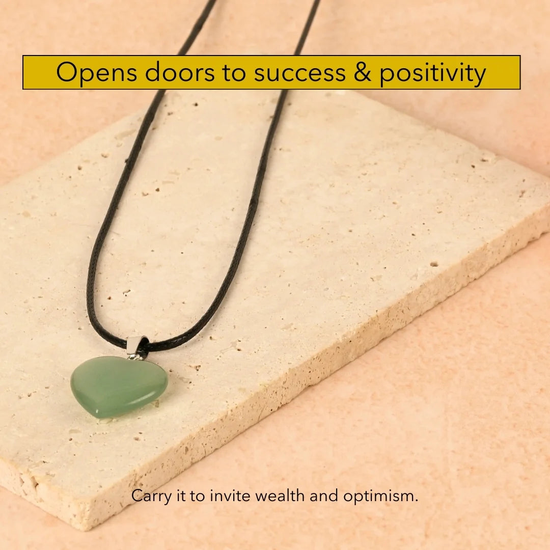 Amritmala Heart Pendant for Luck & Prosperity (Genuine Green Aventurine) (For money, career growth, and positive opportunities)
