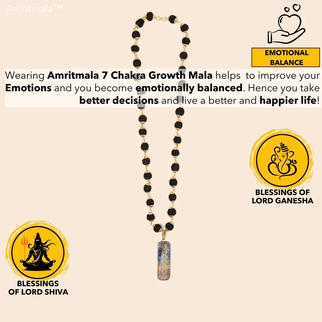 AMRITMALA'S SEVEN CHAKRA GROWTH MALA (POWER OF RUDRAKSHA & SEVEN CHAKRA)