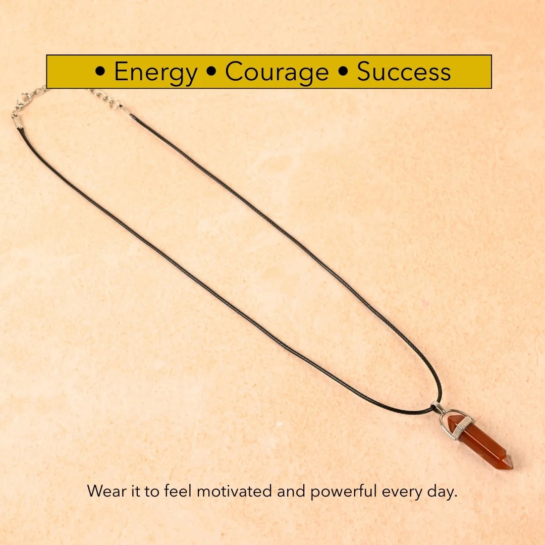 Amritmala for Stress, Depression, Energy & Motivation (Genuine Carnelian Pendant)