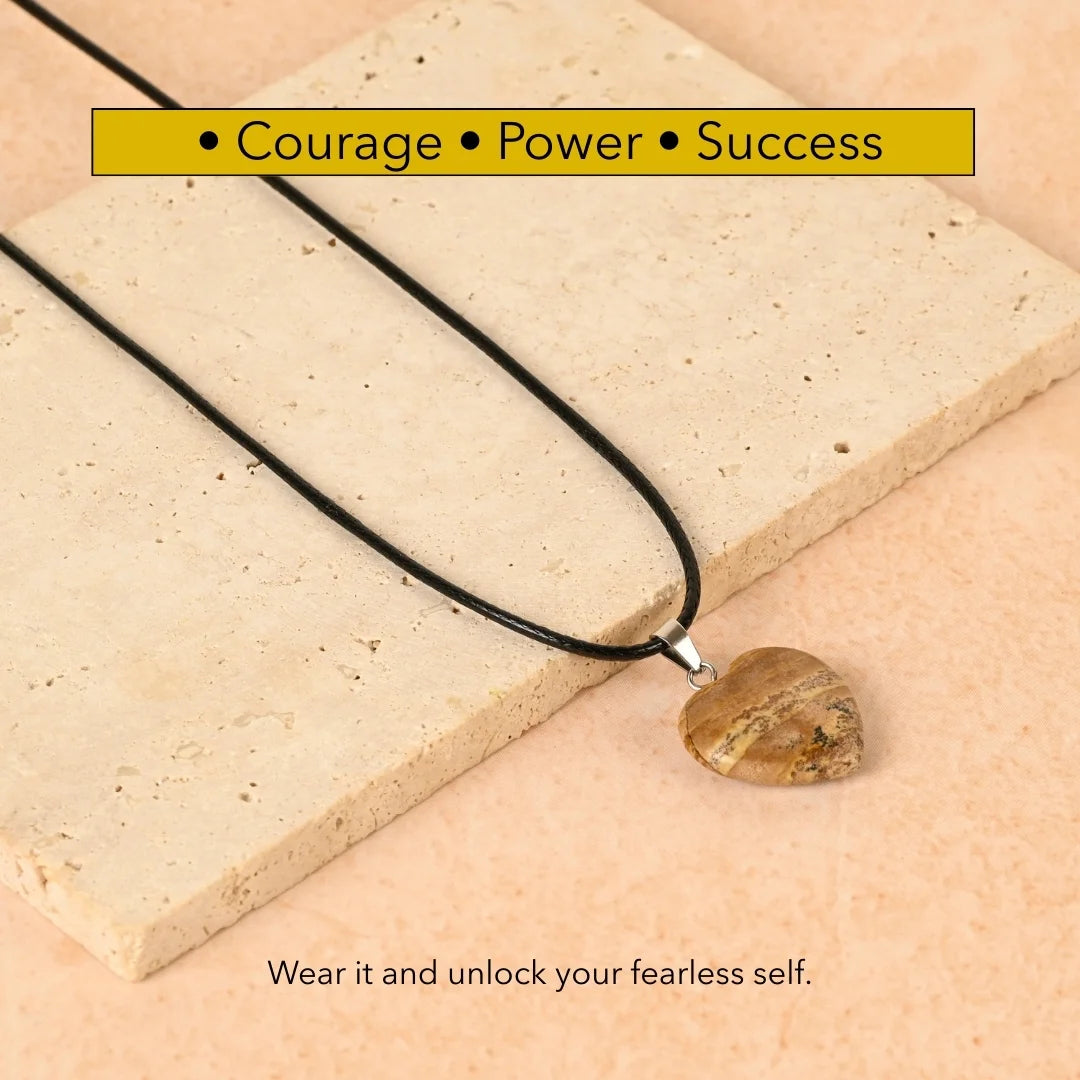 Amritmala Heart Pendant for Courage & Confidence (Genuine Tiger’s Eye) (Care for fear, self-doubt, and lack of willpower)