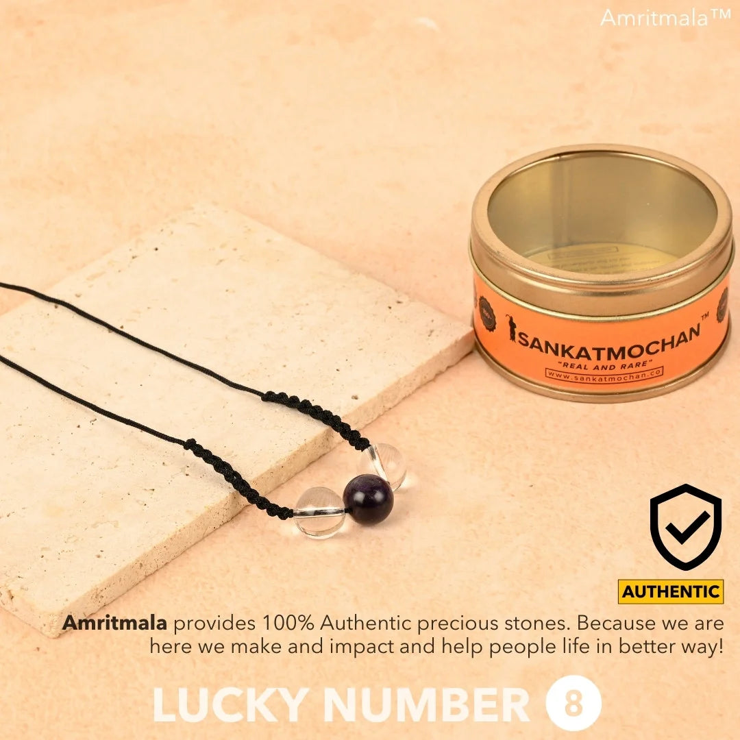 AMETHYST WITH CLEAR QUARTZ : AMRITMALA'S YEAR 2025 LUCKY MALA (FOR NUMBER 8)