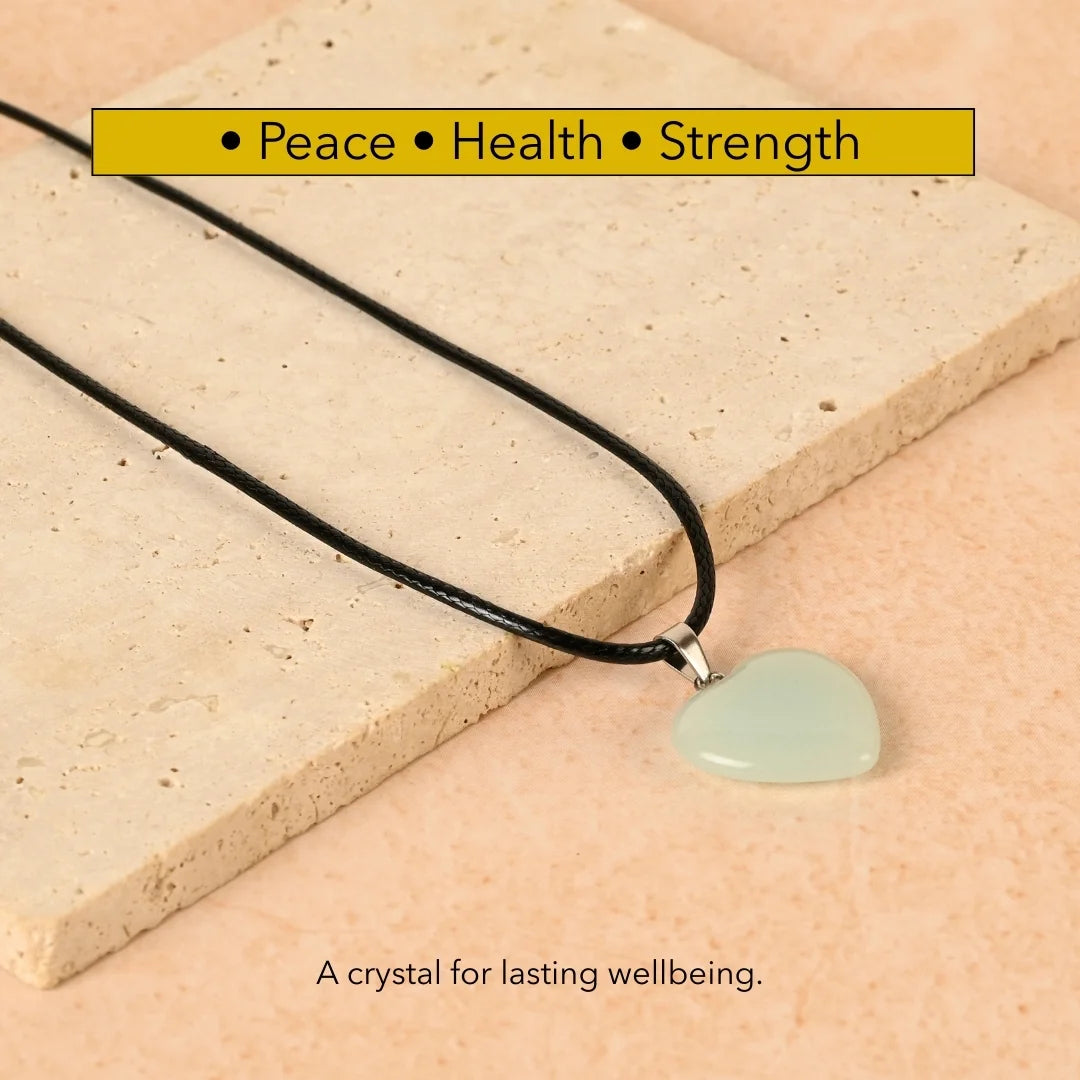 Amritmala Heart Pendant for Peace & Longevity (Genuine Jadeite) (For Good health, vitality, and long-lasting inner balance)