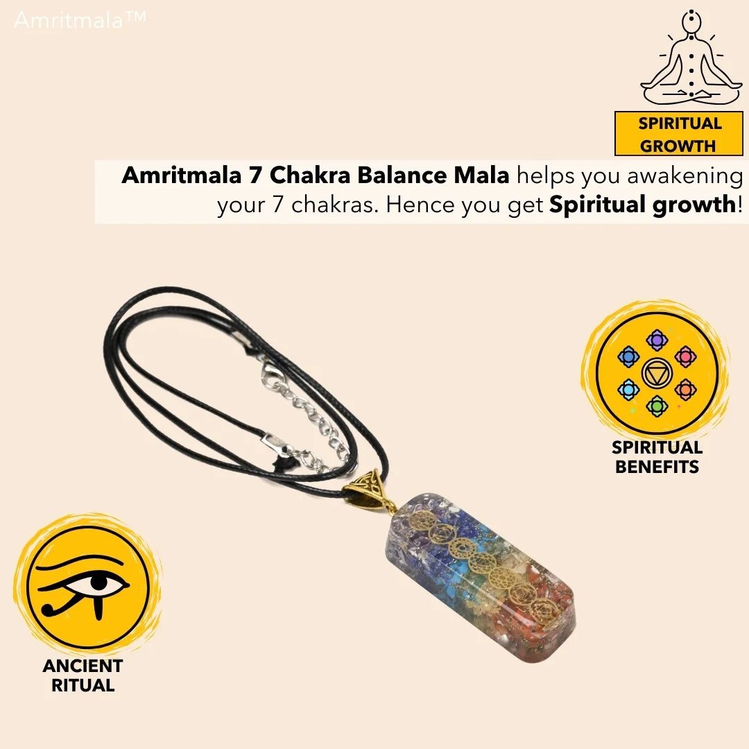 AMRITMALA'S SEVEN CHAKRA BALANCE MALA (For overall health & wealth benefits)