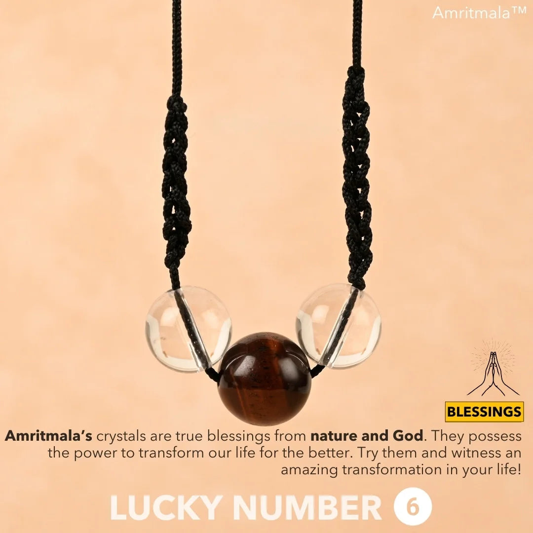 CLEAR QUARTZ WITH TIGER EYE : AMRITMALA'S YEAR 2025 LUCKY MALA (FOR NUMBER 6)