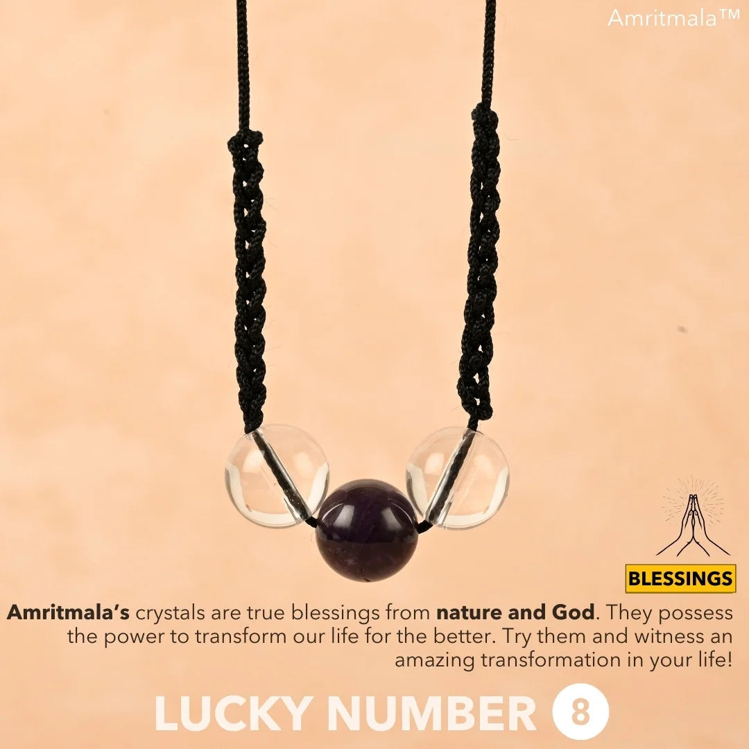 AMETHYST WITH CLEAR QUARTZ : AMRITMALA'S YEAR 2025 LUCKY MALA (FOR NUMBER 8)