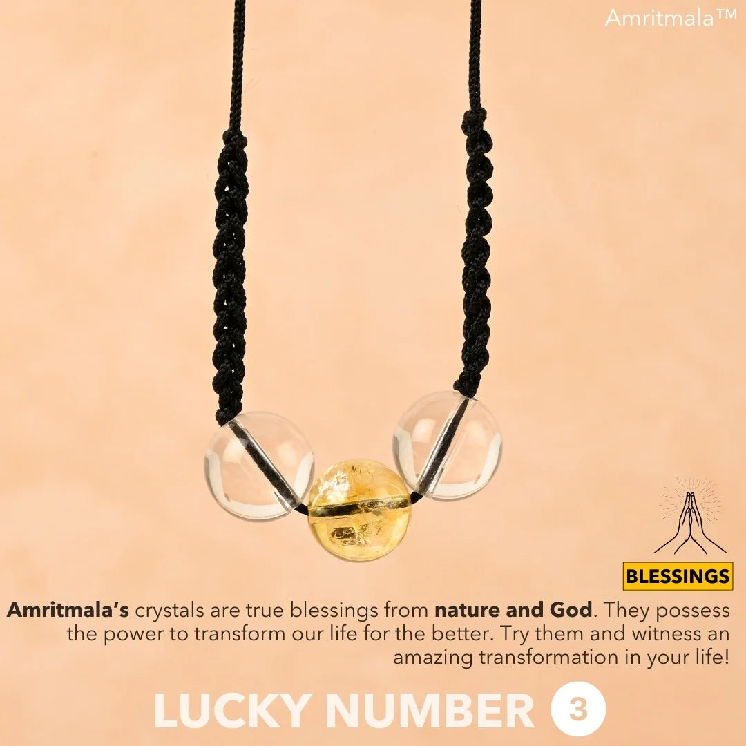 CITRINE WITH CLEAR QUARTZ : AMRITMALA'S YEAR 2025 LUCKY MALA (FOR NUMBER 3)