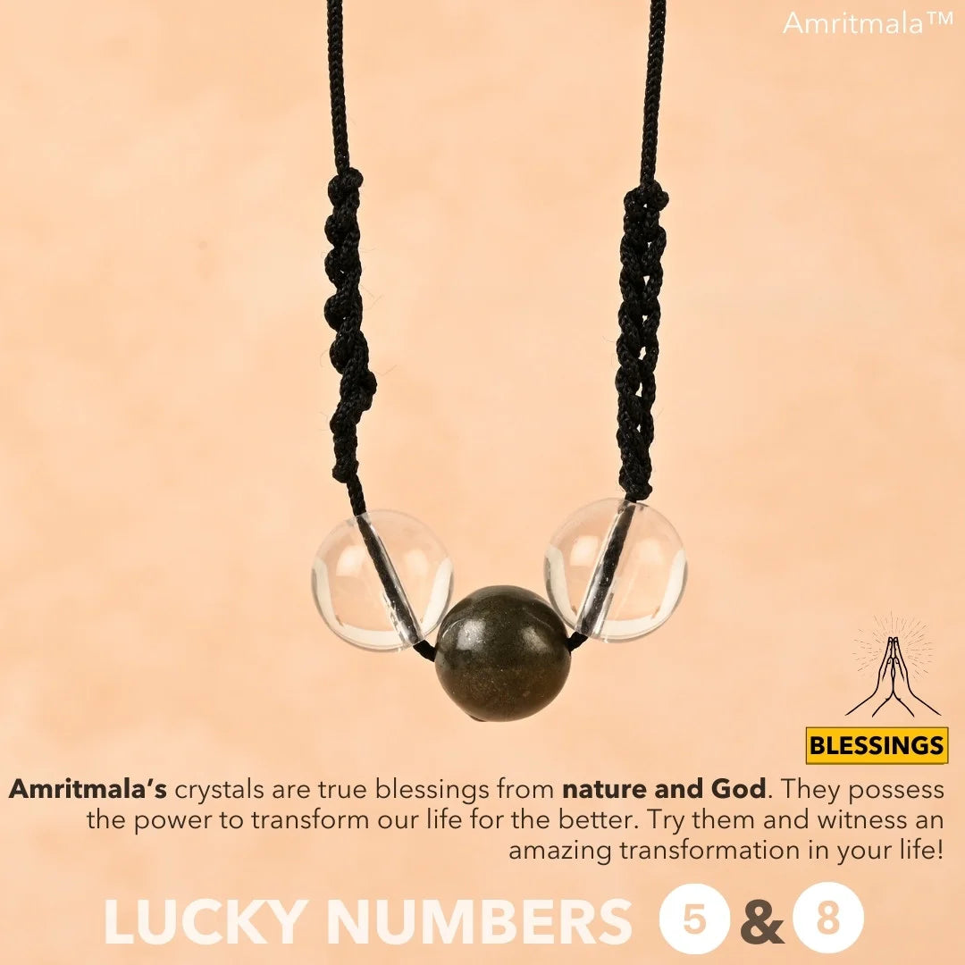 PYRITE WITH CLEAR QUARTZ : AMRITMALA'S YEAR 2025 LUCKY MALA (FOR NUMBER 5 & 8)