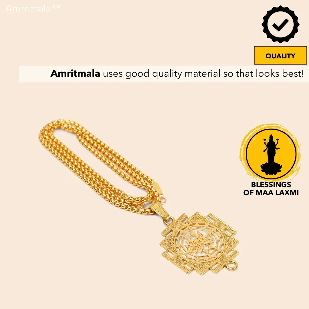 AMRITMALA'S SHREE YANTRA SIDDHI MALA (Chain) (Power of Rudraksha and Shree Yantra)