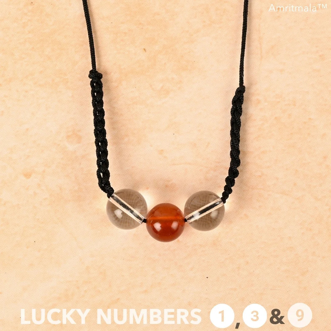 CARNELIAN  WITH CLEAR QUARTZ : AMRITMALA'S YEAR 2025 LUCKY MALA (FOR NUMBER 1, 3 & 9)