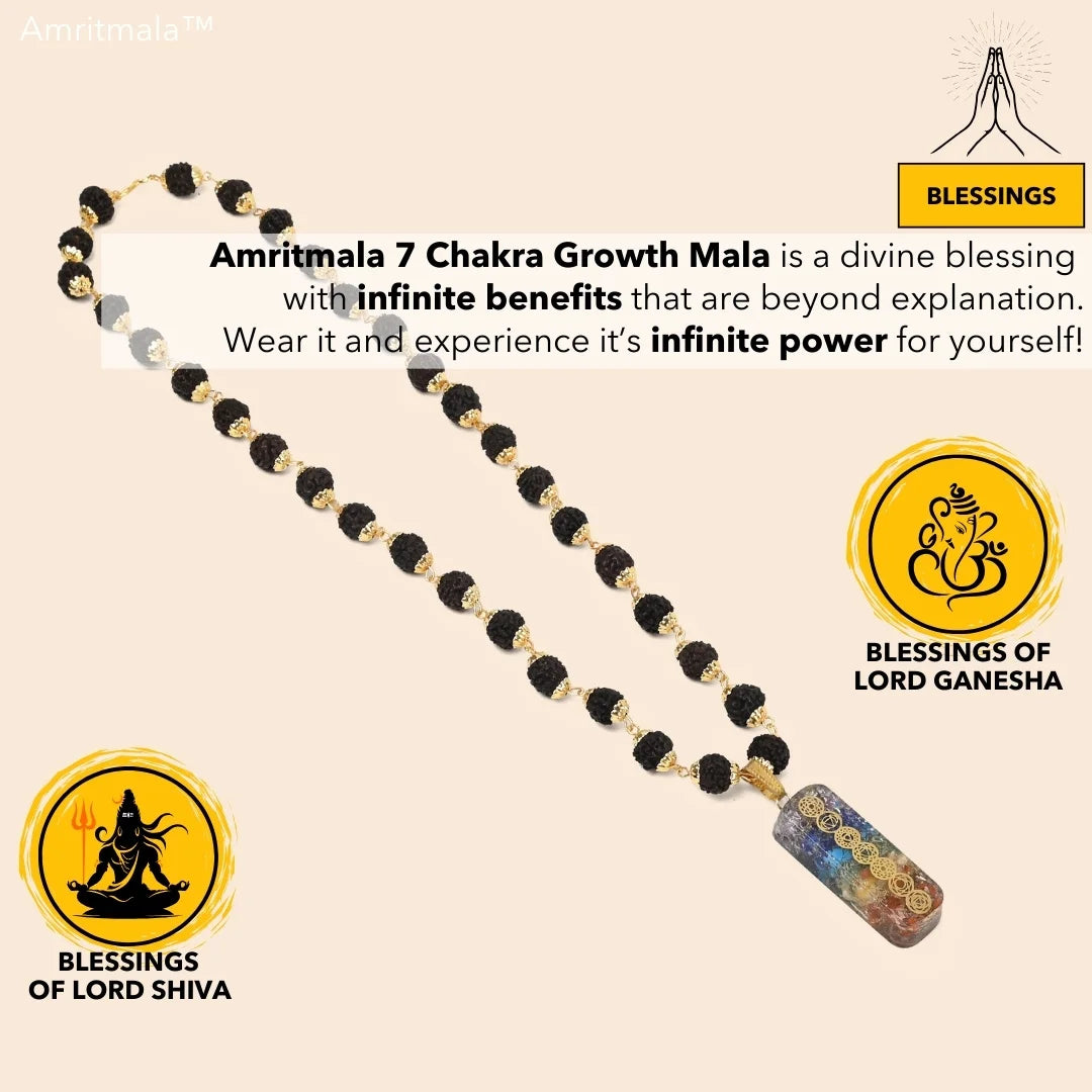 AMRITMALA'S SEVEN CHAKRA GROWTH MALA (POWER OF RUDRAKSHA & SEVEN CHAKRA)