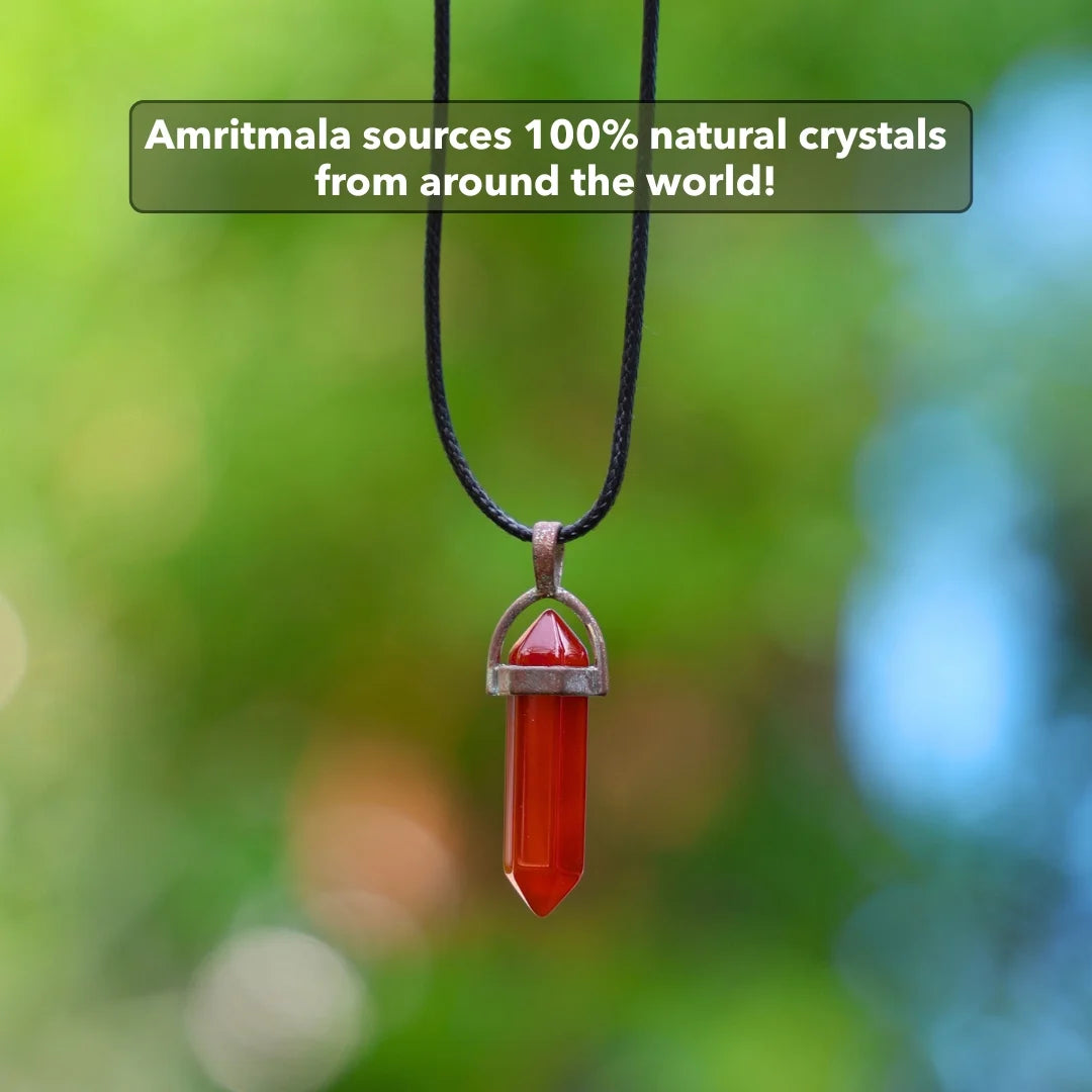 Amritmala for Stress, Depression, Energy & Motivation (Genuine Carnelian Pendant)
