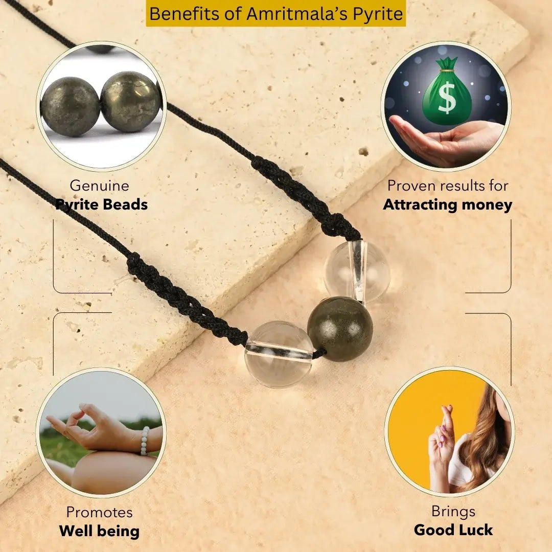 Amritmala for Financial Issues (Genuine Pyrite with Clear Quatz)