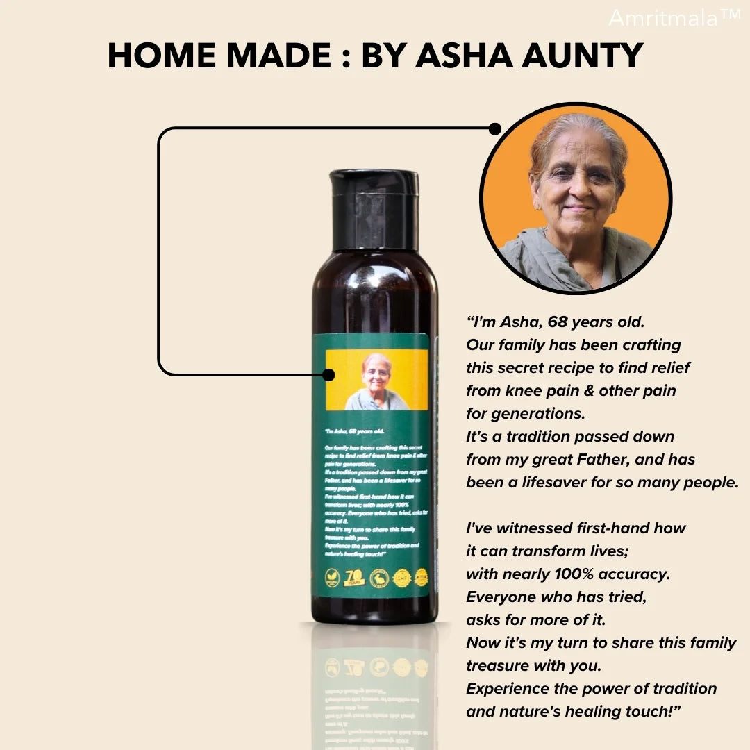ASHA OIL : RAM BAAN FOR KNEE PAIN, BACKPAIN, ARTHRITIS & SCIATICA (70 YEARS OIL HOMEMADE REMEDY) (AMRITMALA x REAL & RARE HERBALS)