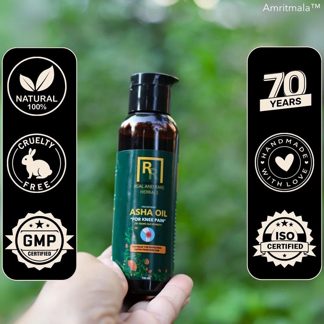 ASHA OIL : RAM BAAN FOR KNEE PAIN, BACKPAIN, ARTHRITIS & SCIATICA (70 YEARS OIL HOMEMADE REMEDY) (AMRITMALA x REAL & RARE HERBALS)